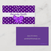 紫色及び白人の水玉模様の女の子の演劇の日付カード コーリングカード (正面/裏面)