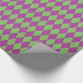 紫色及び緑のアーガイル ラッピングペーパー (角)
