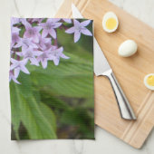 紫色及び緑の花の熱帯台所タオル キッチンタオル (四つ折り)