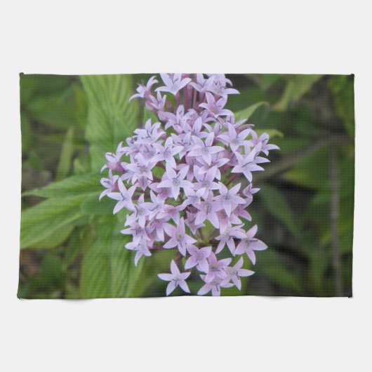 紫色及び緑の花の熱帯台所タオル キッチンタオル (横)