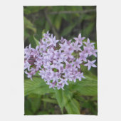 紫色及び緑の花の熱帯台所タオル キッチンタオル (縦)