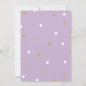 紫色及び金ゴールドのグリッターのOhベビーシャワー 招待状 (裏面)