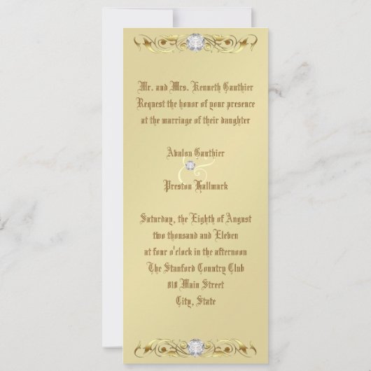 紫色及び金ゴールドのダイヤモンドのダマスク織の結婚式招待状 招待状 (裏面)