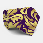 紫色及び金ゴールドのダマスク織の休日のクリスマスのタイ ネクタイ (ロール)
