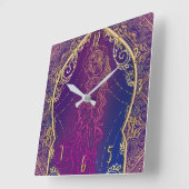紫色及び金ゴールドのモロッコのアラビアのベリーダンスの魅力 スクエア壁時計 (傾斜)