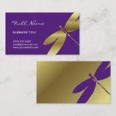 紫色及び金属金ゴールドのトンボの名刺 名刺 (正面/裏面)