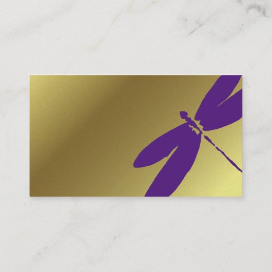 紫色及び金属金ゴールドのトンボの名刺 名刺 (裏面)