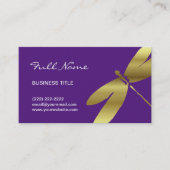 紫色及び金属金ゴールドのトンボの名刺 名刺 (正面)