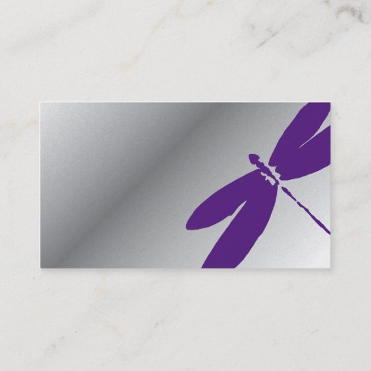 紫色及び銀製のトンボの名刺 名刺 (裏面)