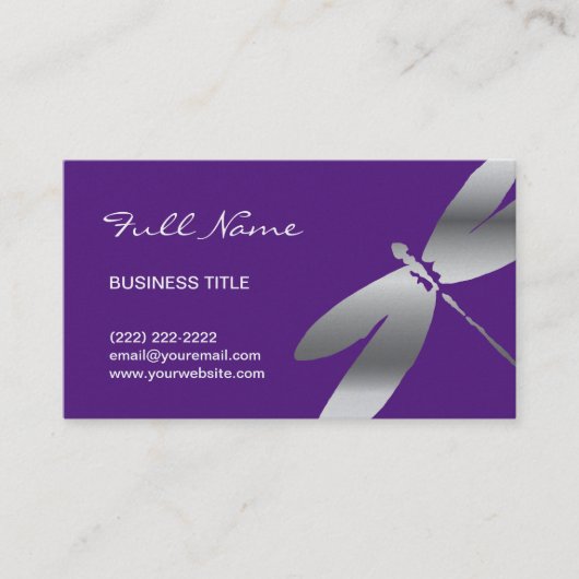 紫色及び銀製のトンボの名刺 名刺 (正面)