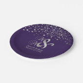 紫色及び銀製の点 ペーパープレート (アングル)