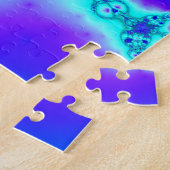 紫色及び青のフラクタルの芸術 ジグソーパズル (側面)