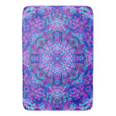 紫色及び青のヴィンテージのフラクタルの万華鏡のように千変万化するパターン バスマット (正面縦)