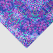 紫色及び青のヴィンテージのフラクタルの万華鏡のように千変万化するパターン 薄葉紙 (詳細)