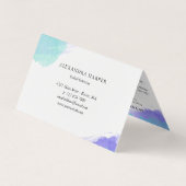 紫色及び青の書道の鞭の芸術家のアフターケア 名刺 (裏面)