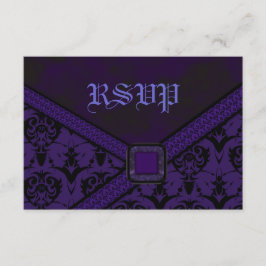 紫色及び黒いゴシックのレースの結婚式 出欠カード
