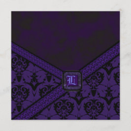 紫色及び黒いゴシックのレースの結婚式 招待状