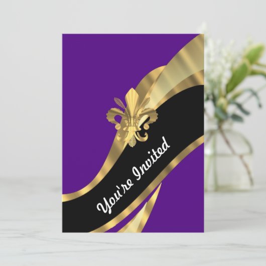 紫色及びgold fleur de lys 招待状 (スタンド正面)