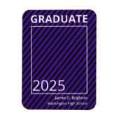 紫色学校カラーの写真 卒業おめでとうございますのお知らせ マグネット (縦)