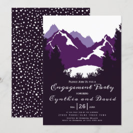 紫色山脈松樹婚禮訂婚派對 招待状