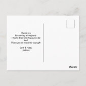 紫色帽子の可愛い魔女のパーティーお礼 ポストカード (裏面)