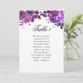 紫色座位表。花卉婚礼桌位规划 招待状 (スタンド正面)