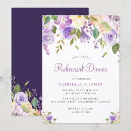 紫色彩の鮮やかと桃のフローラリハーサル 招待状