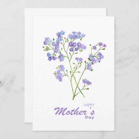 紫色忘れの私は花の母の日のカード シーズンカード (正面/裏面)
