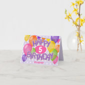 紫色快乐生日饼干剪影配气球 カード (黄色い花)