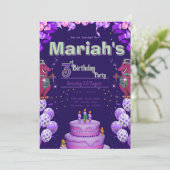 紫色恐竜の誕生日招待状 招待状 (スタンド正面)