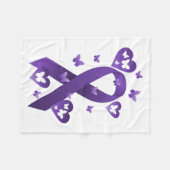 紫色意識リボン フリースブランケット (正面(横))