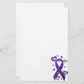 紫色意識リボン 便箋 (正面/裏面)