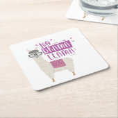 紫色戯曲ラマ無し スクエアペーパーコースター (アングル)