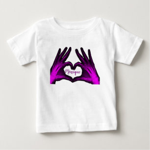 紫色手のX線のハート ベビーTシャツ