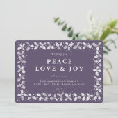 紫色打印冬青叶边框扁平非照片 シーズンカード (スタンド正面)