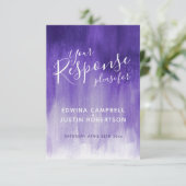 紫色抽象モダンアートの結婚式返信QRコード 招待状 (スタンド正面)