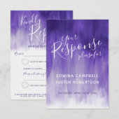 紫色抽象モダンアートの結婚式返信QRコード 招待状 (正面/裏面)