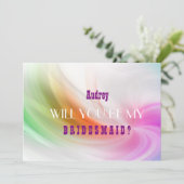 紫色抽象波紋 - 私の花嫁の仲間になってくれますか？ 招待状 (スタンド正面)