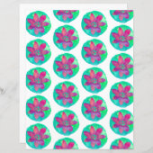 紫色数々のの熱帯花スクラップブック紙 (正面/裏面)