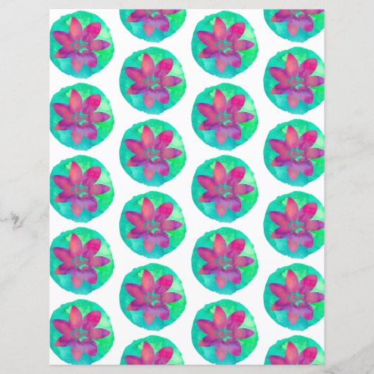 紫色数々のの熱帯花スクラップブック紙 (正面)