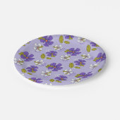 紫色春の花模様 ペーパープレート (アングル)