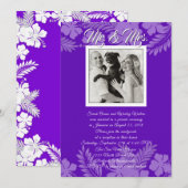 紫色木槿葉の写真 受付のみ 招待状 (正面/裏面)