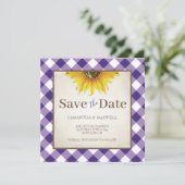 紫色格子の秋の結婚式 Save The Date セーブザデート (スタンド正面)