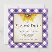 紫色格子の秋の結婚式 Save The Date