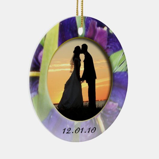 紫色水アイリス写真 セラミックオーナメント (右)