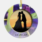 紫色水アイリス写真 セラミックオーナメント (正面)