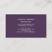 紫色水彩の葉 エレガント 名刺 (裏面)