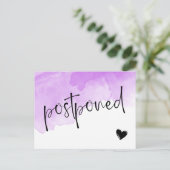 紫色水彩延期結婚通知 案内ポストカード (スタンド正面)