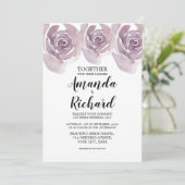 紫色水彩玫瑰 美麗的婚禮佈置 招待状 (スタンド正面)