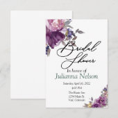 紫色水彩花卉邀请函 招待状 (正面/裏面)
